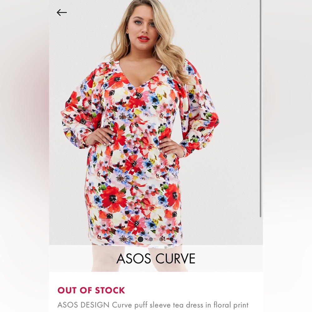 ASOS DESIGN Curve puff sleeve tea dress in floral print